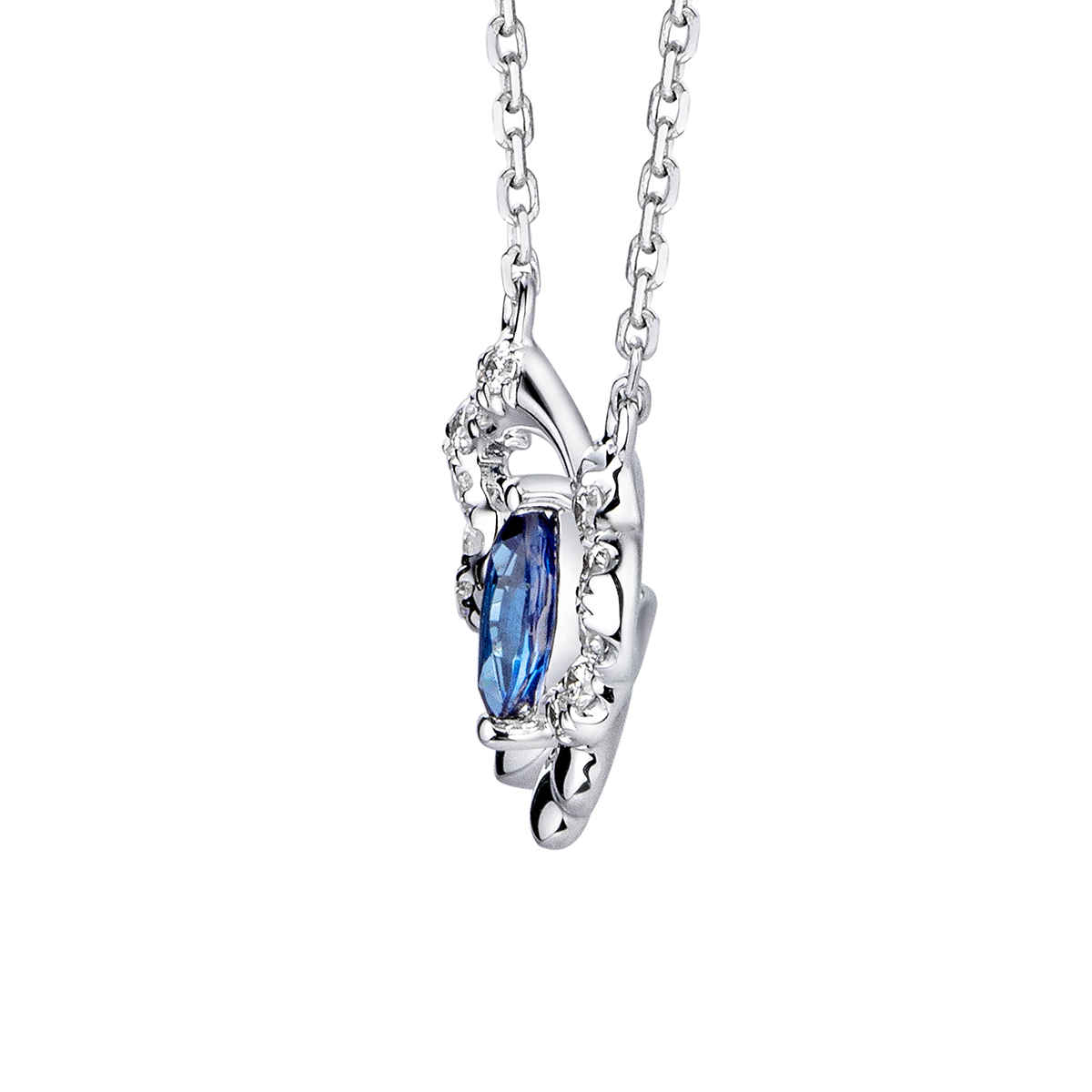 六福珠寶18K金頸鏈 - "優雅蝴蝶"18K金寶石鑽石頸鏈–多色選擇