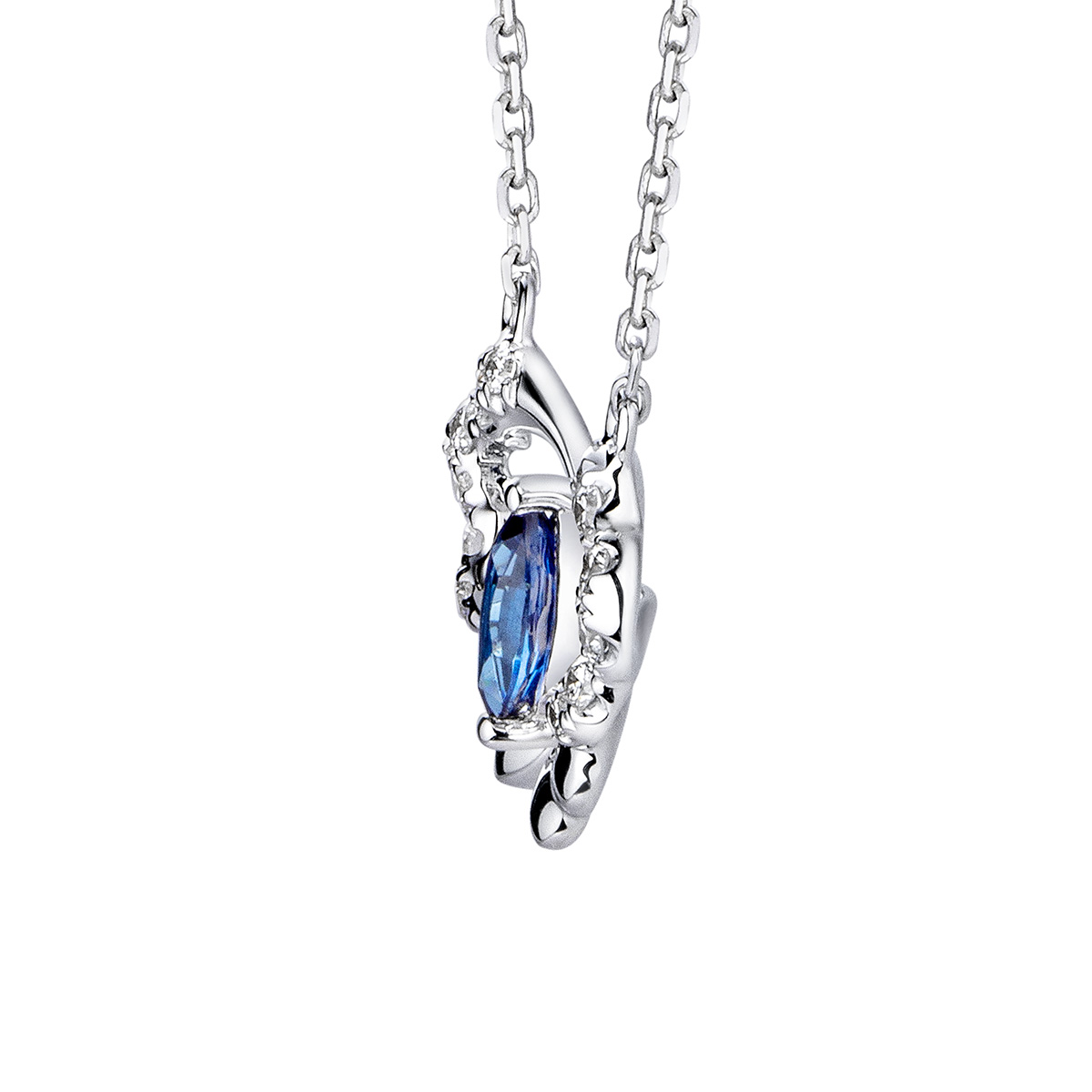 六福珠寶18K金頸鏈 - "優雅蝴蝶"18K金寶石鑽石頸鏈–多色選擇