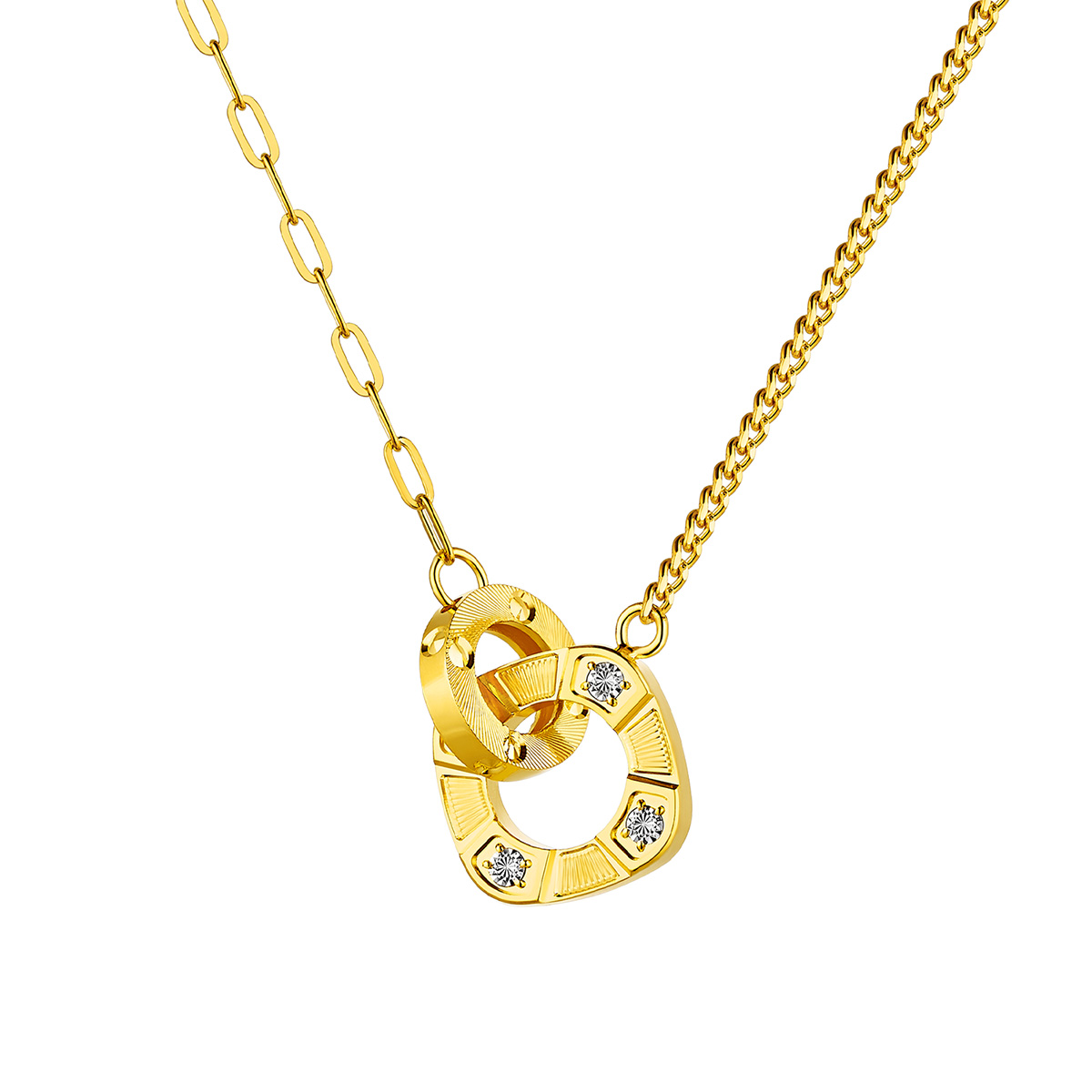 六福珠寶黃金頸鏈 - "酷閃之約"999足金頸鏈