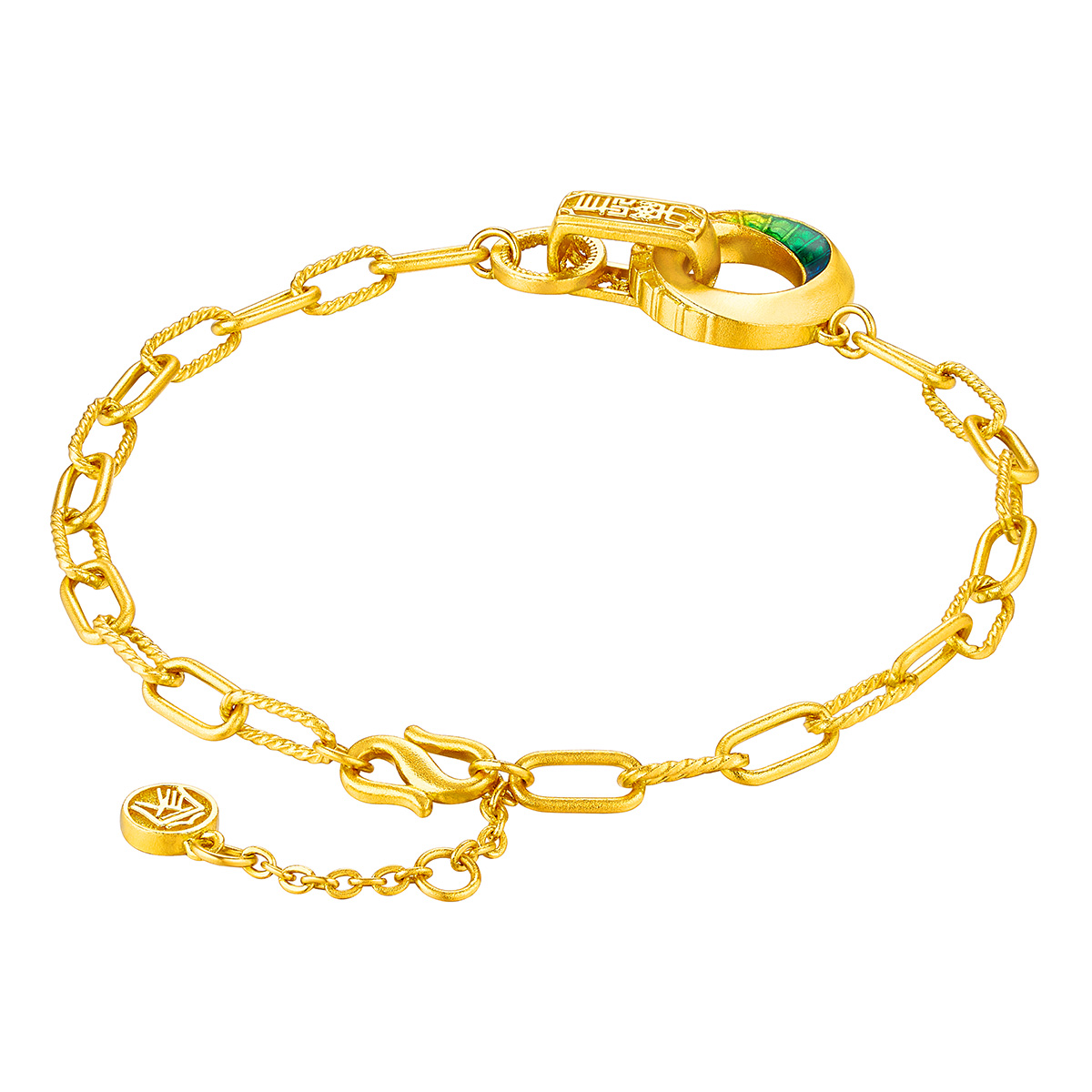 六福珠寶黃金手鏈 - "安定長樂"999.9黃金手鏈