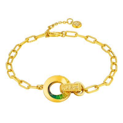 六福珠寶黃金手鏈 - "安定長樂"999.9黃金手鏈