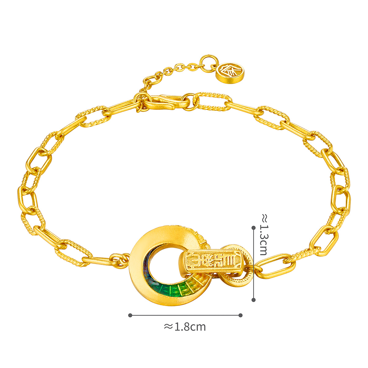 六福珠寶黃金手鏈 - "安定長樂"999.9黃金手鏈