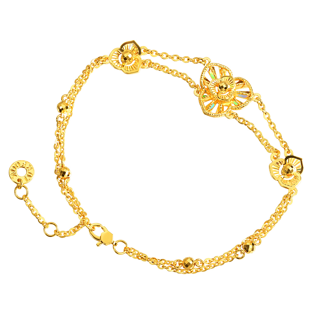 六福珠寶黃金手鏈 - “冰‧鑽美堇”999足金手鏈