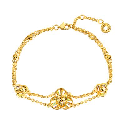 六福珠寶黃金手鏈 - “冰‧鑽美堇”999足金手鏈