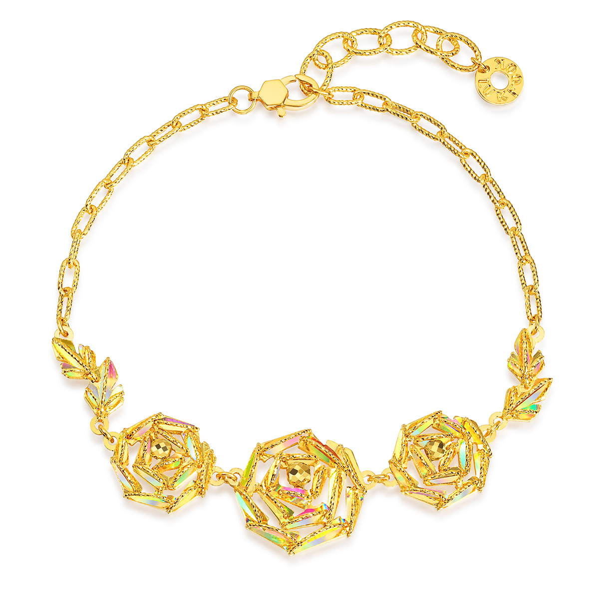 $t('六福珠寶')黃金手鏈 - “冰‧鑽玫瑰”999足金手鏈