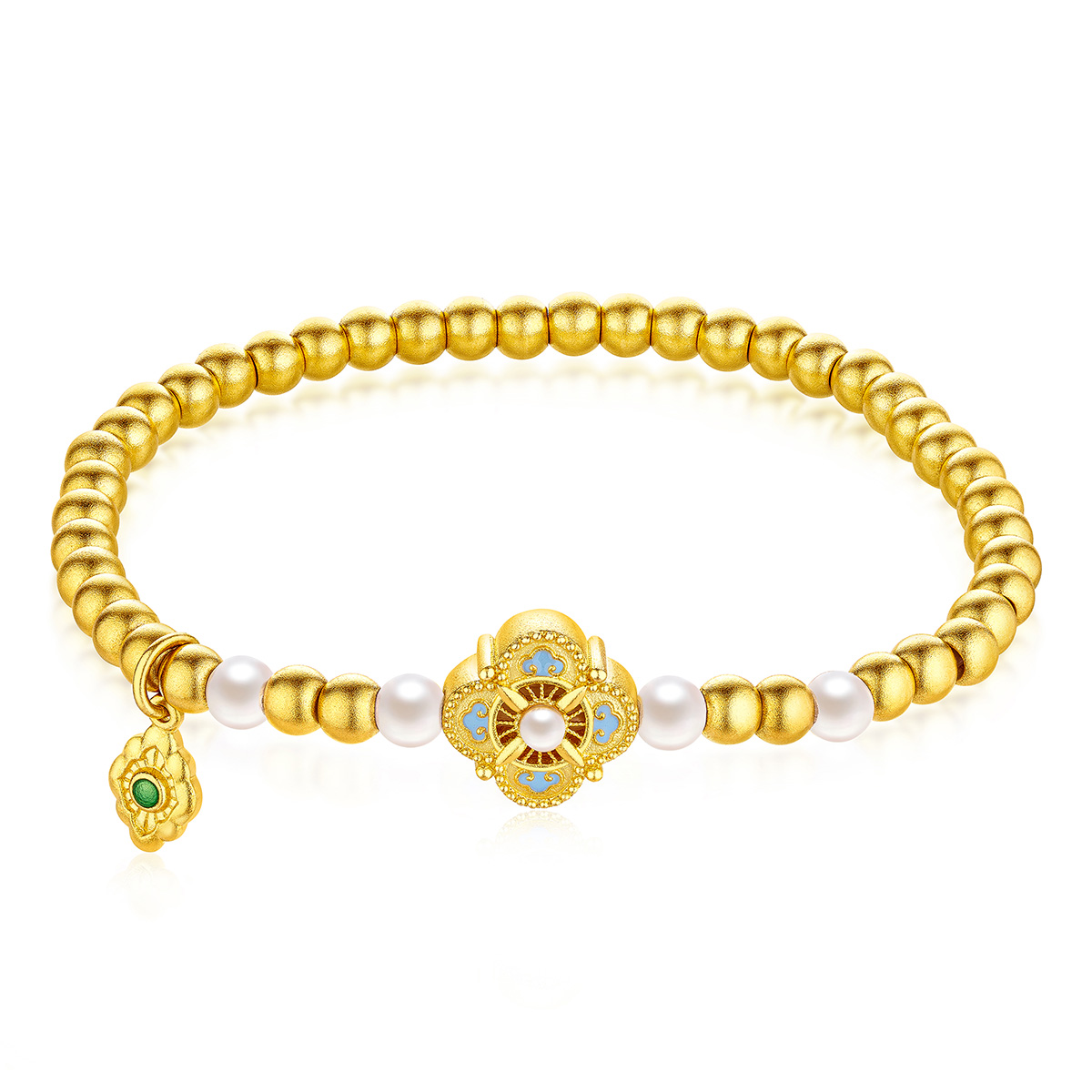 $t('六福珠寶')黃金手鏈 - "祥和宋韵"999.9黃金珍珠手鏈