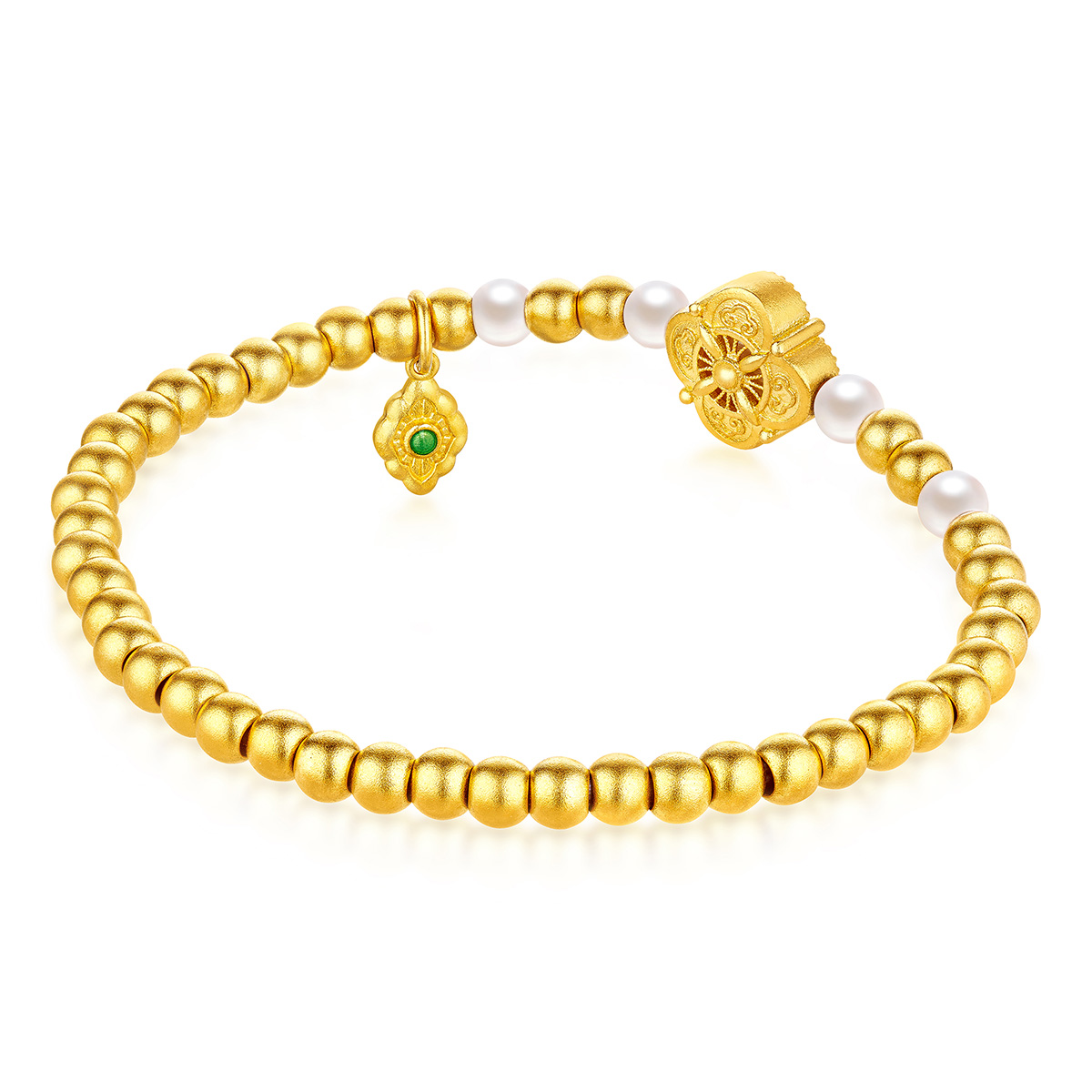 六福珠寶黃金手鏈 - "祥和宋韵"999.9黃金珍珠手鏈