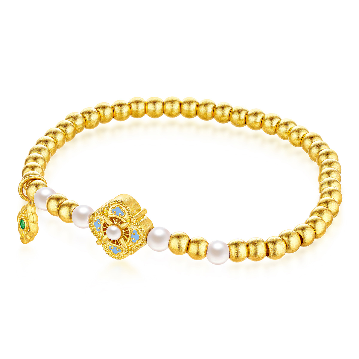 六福珠寶黃金手鏈 - "祥和宋韵"999.9黃金珍珠手鏈