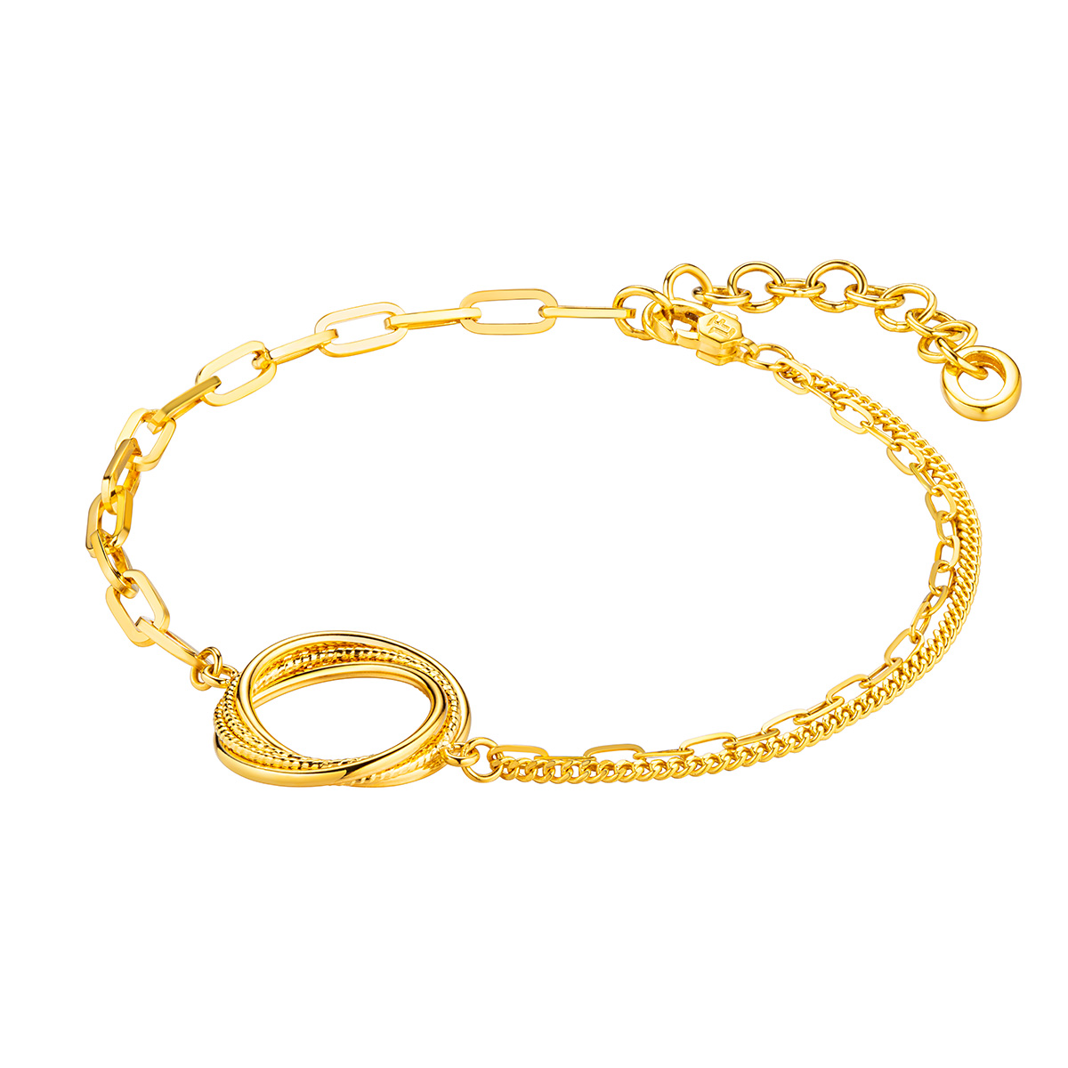 六福珠寶黃金手鏈 - "360°閃耀"圓形造型990黃金手鏈