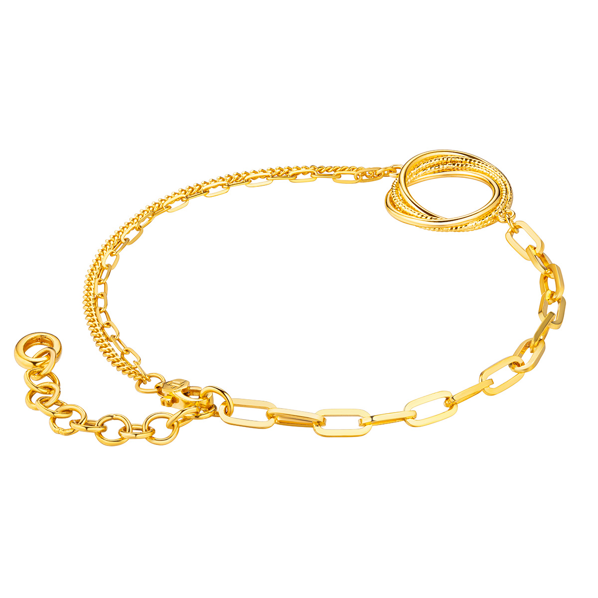 六福珠寶黃金手鏈 - "360°閃耀"圓形造型990黃金手鏈