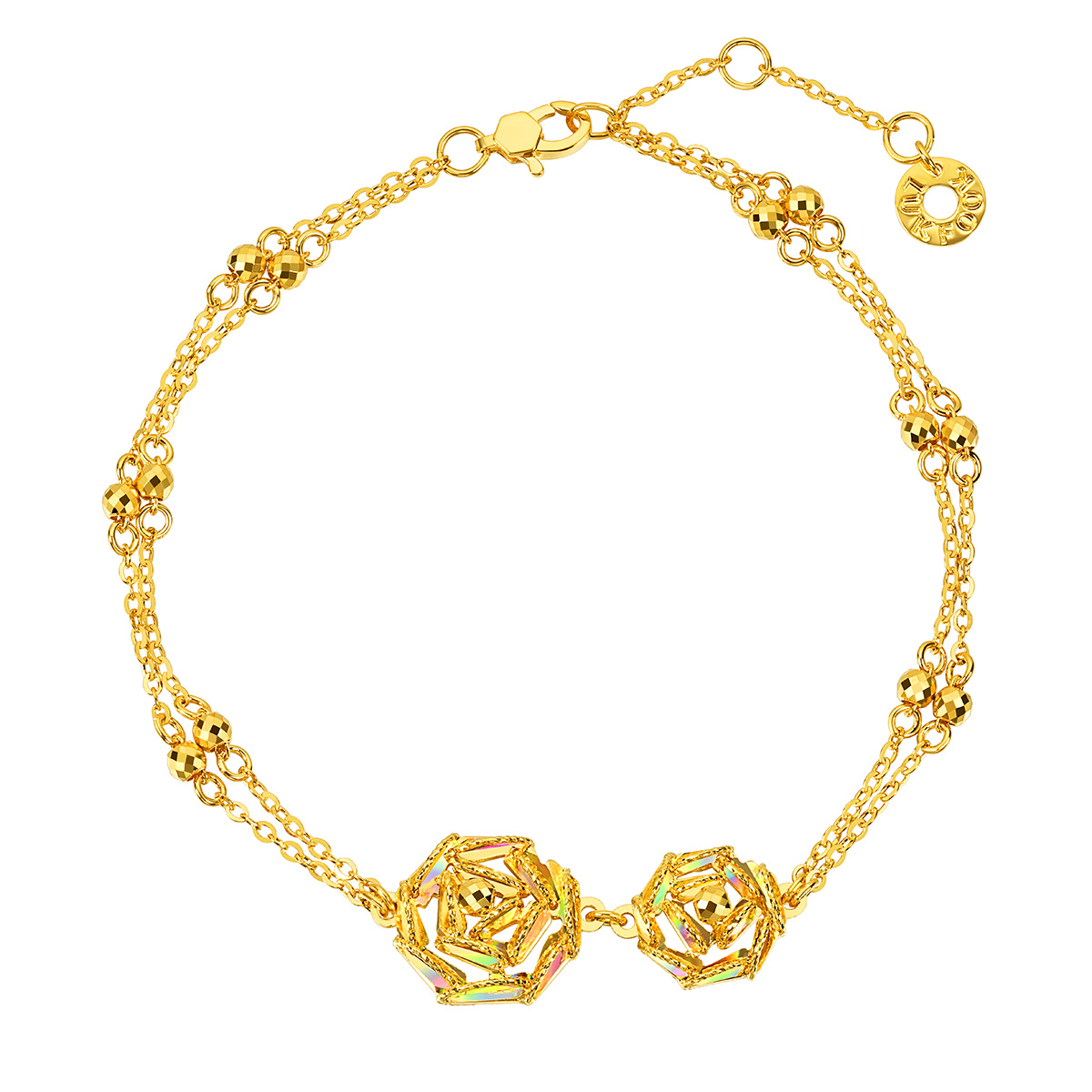 $t('六福珠寶')黃金手鏈 - “冰‧鑽玫瑰”999足金手鏈