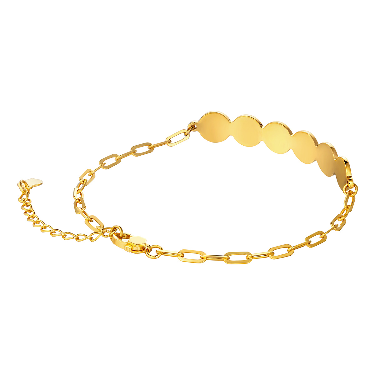 六福珠寶黃金手鏈 - "閃耀星河"990黃金手鏈(車花工藝)