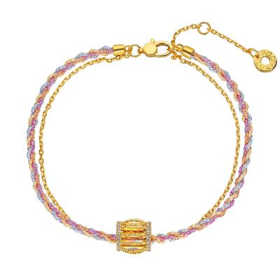 六福珠寶黃金手鏈 - “冰‧鑽光圈”999足金鑽石手鏈