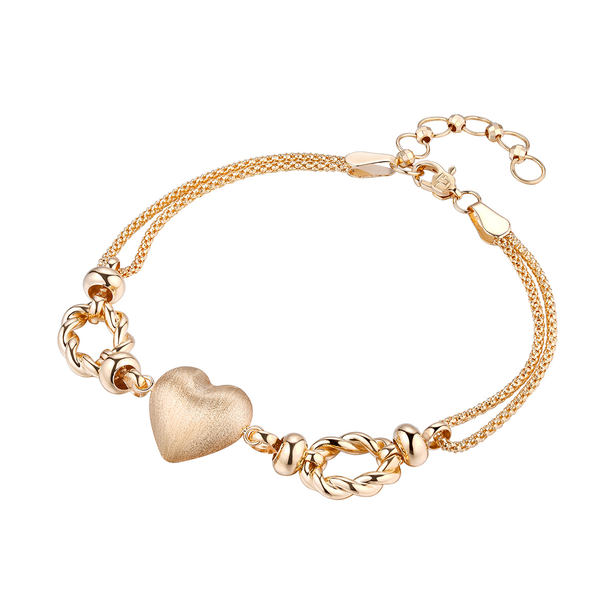 六福珠寶18K金手鏈 - "心動信號"18K金(黃色)復古心形手鏈