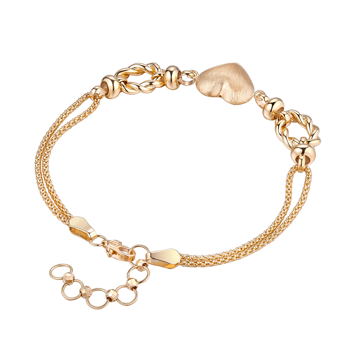 六福珠寶18K金手鏈 - "心動信號"18K金(黃色)復古心形手鏈