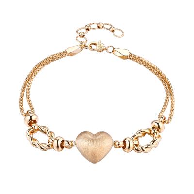 六福珠寶18K金手鏈 - "心動信號"18K金(黃色)復古心形手鏈