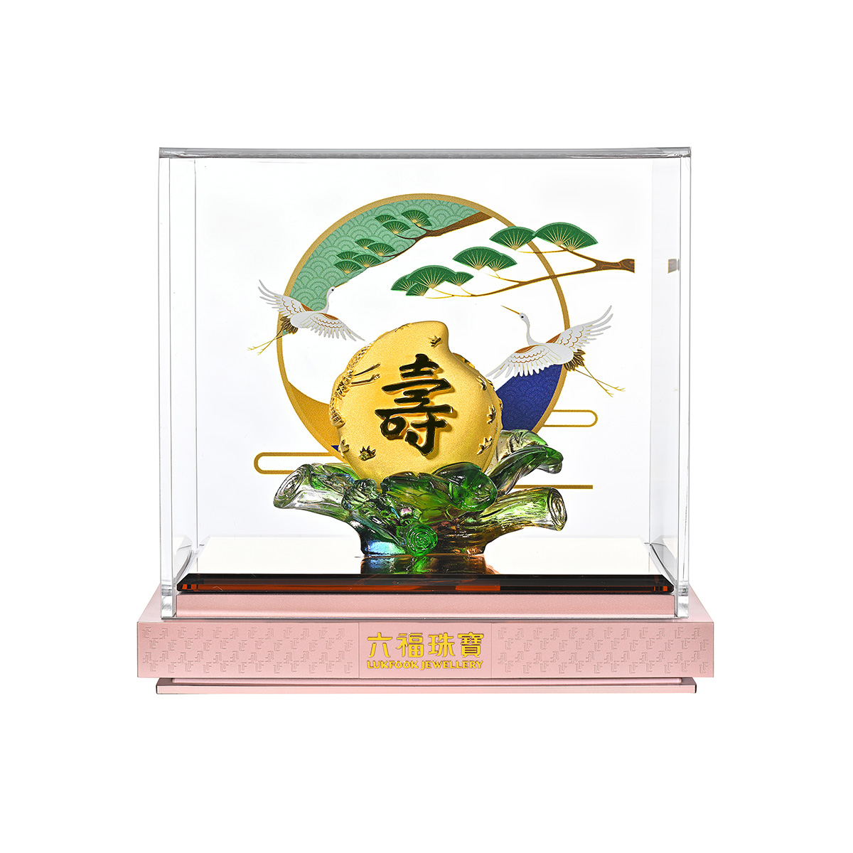 $t('六福珠寶')黃金擺件 - "琉璃壽桃"999足金擺件