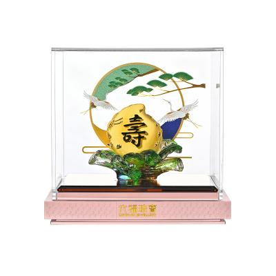六福珠寶黃金擺件 - "琉璃壽桃"999足金擺件