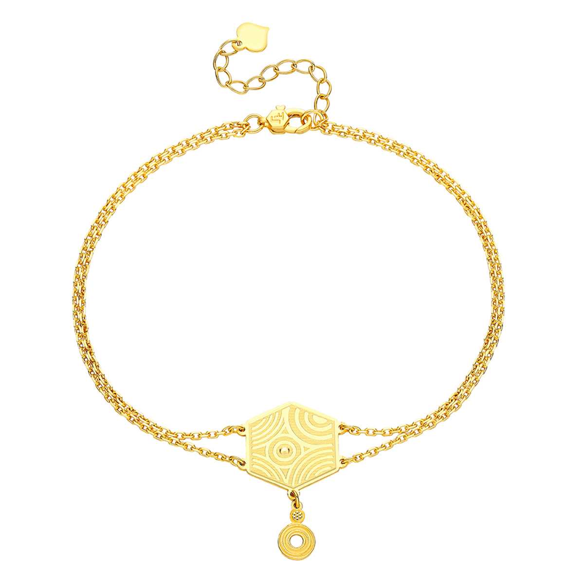 六福珠寶黃金手鏈 - "雨落祥紋"990黃金手鏈