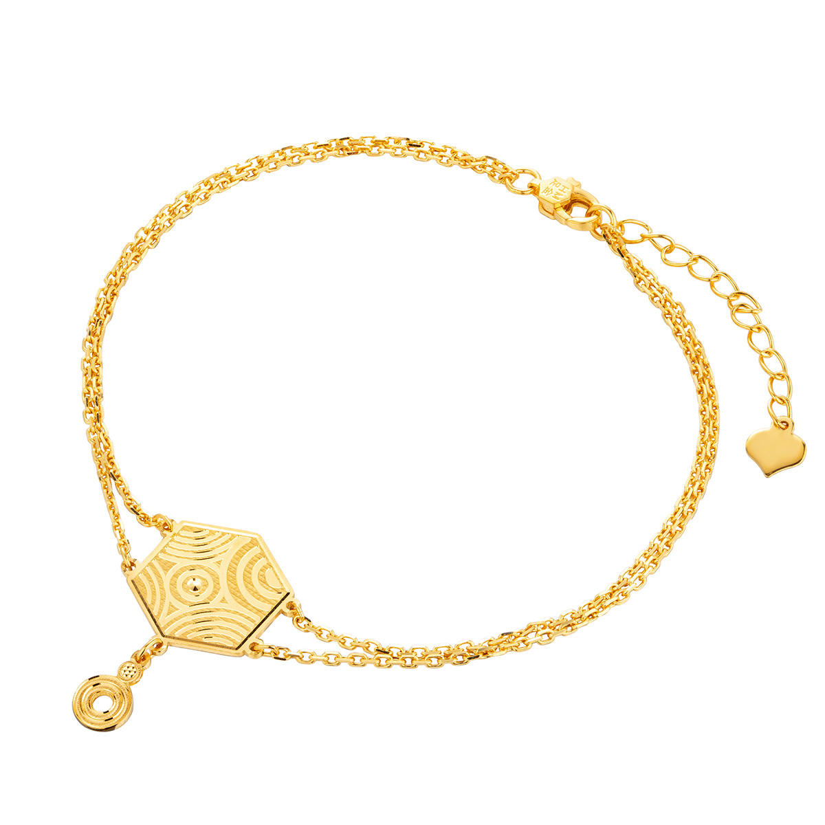 六福珠寶黃金手鏈 - "雨落祥紋"990黃金手鏈