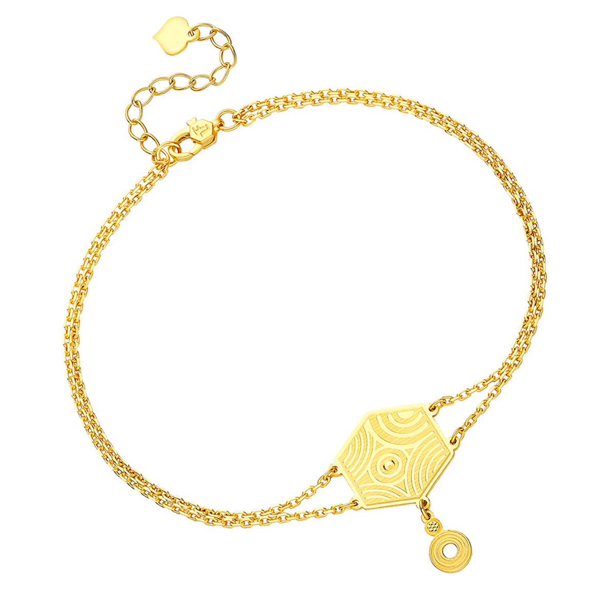 六福珠寶黃金手鏈 - "雨落祥紋"990黃金手鏈