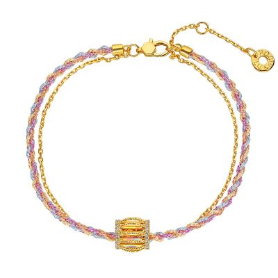 六福珠寶黃金手鏈 - “冰‧鑽光圈”999足金鑽石手鏈