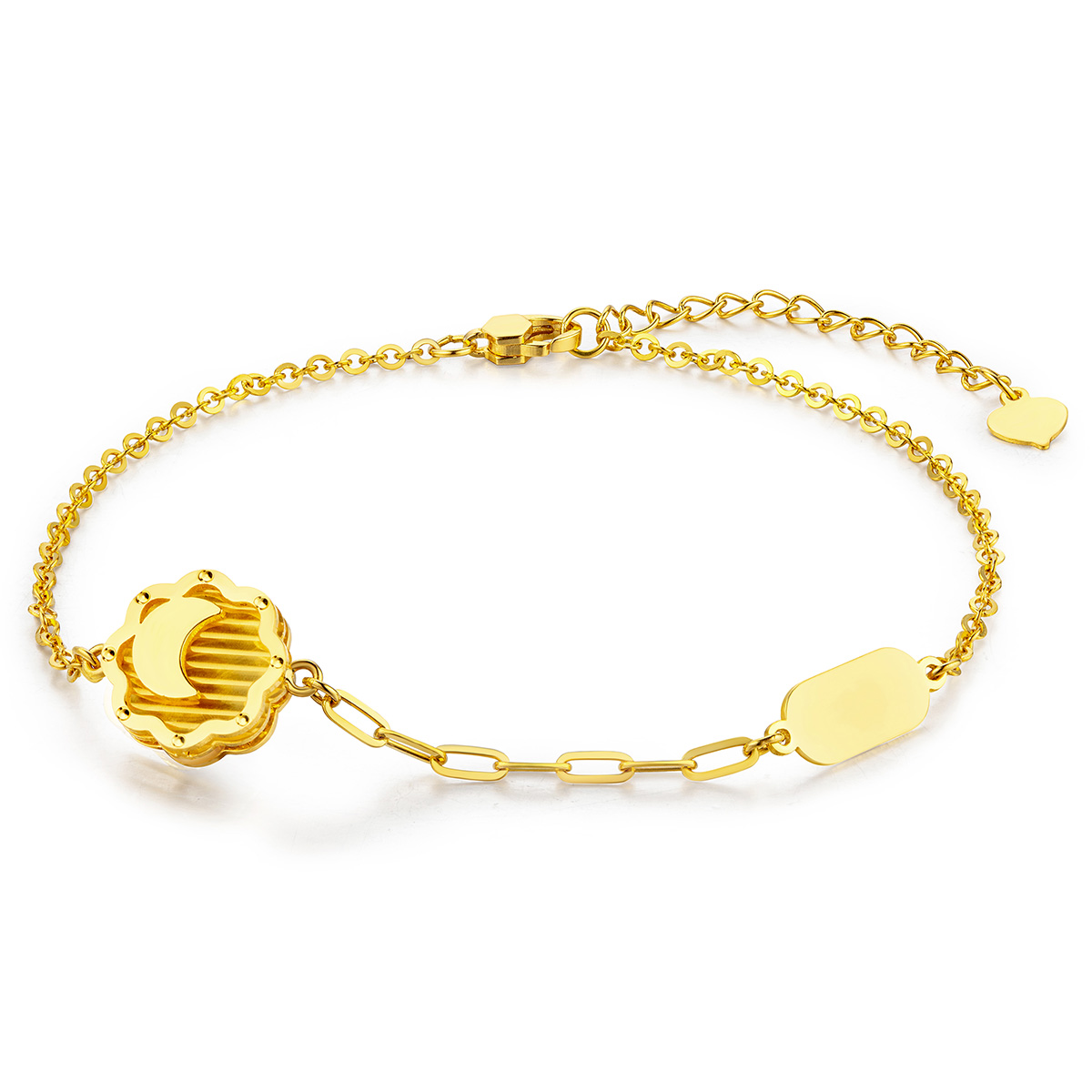 六福珠寶黃金手鏈 - "星月守護"990黃金手鏈