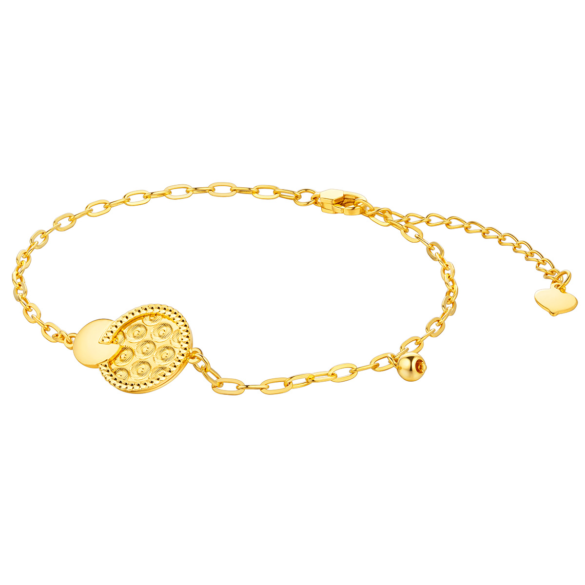 六福珠寶黃金手鏈 - "喜樂圓滿"圓形990黃金手鏈