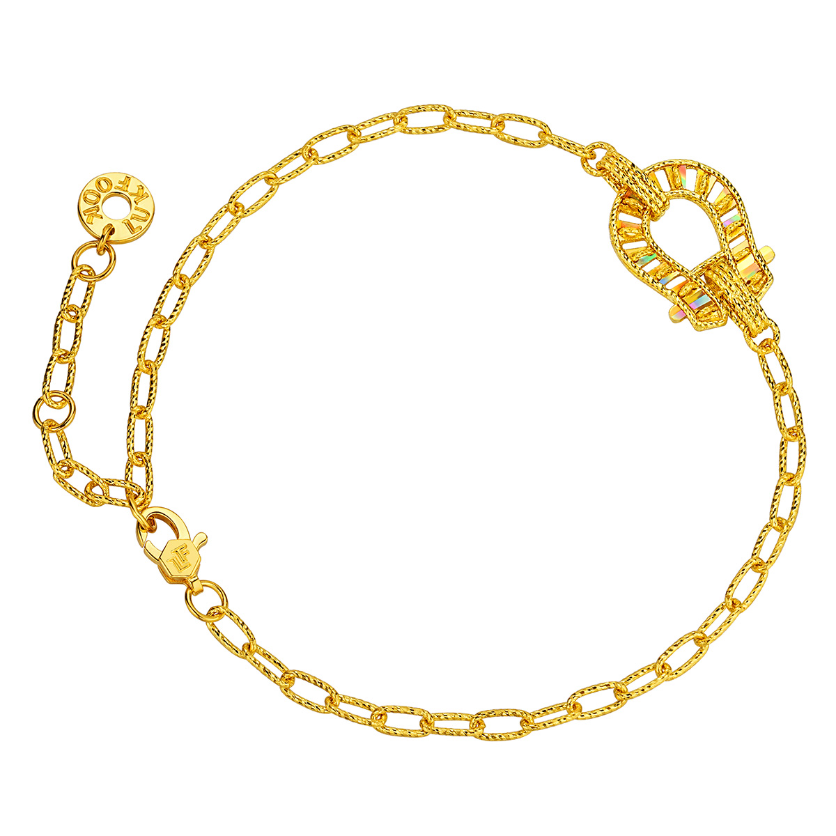 六福珠寶黃金手鏈 - "冰‧鑽馬蹄"999足金手鏈