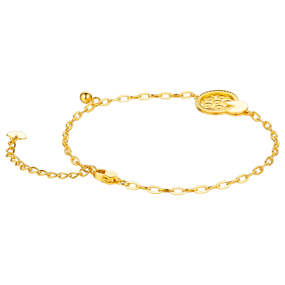 六福珠寶黃金手鏈 - "喜樂圓滿"圓形990黃金手鏈