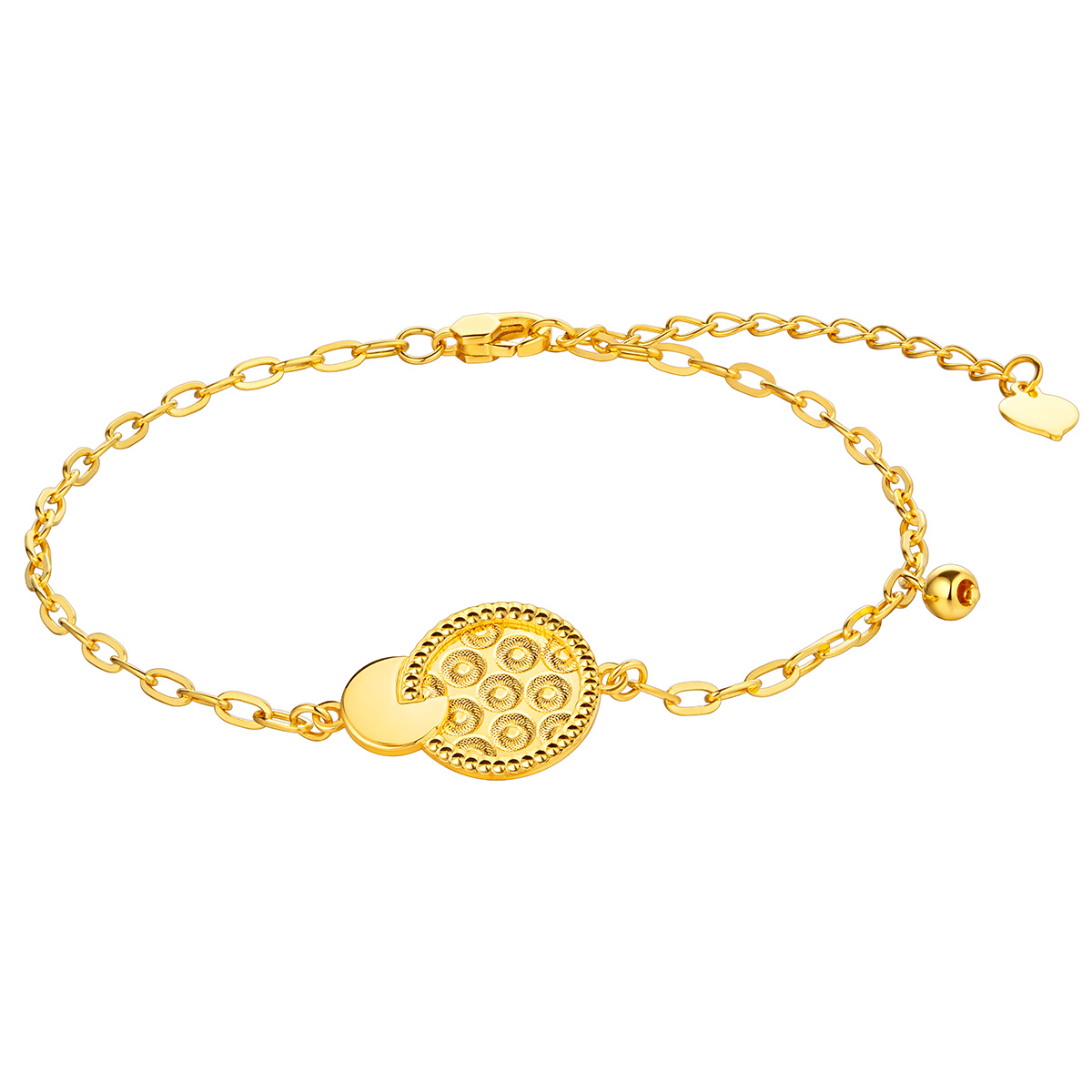 六福珠寶黃金手鏈 - "喜樂圓滿"圓形990黃金手鏈