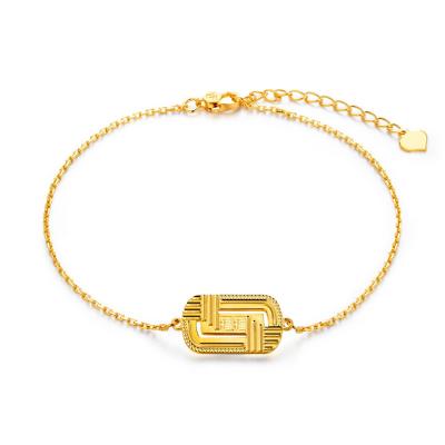 六福珠寶黃金手鏈 - "福慧雙修"福字990黃金手鏈