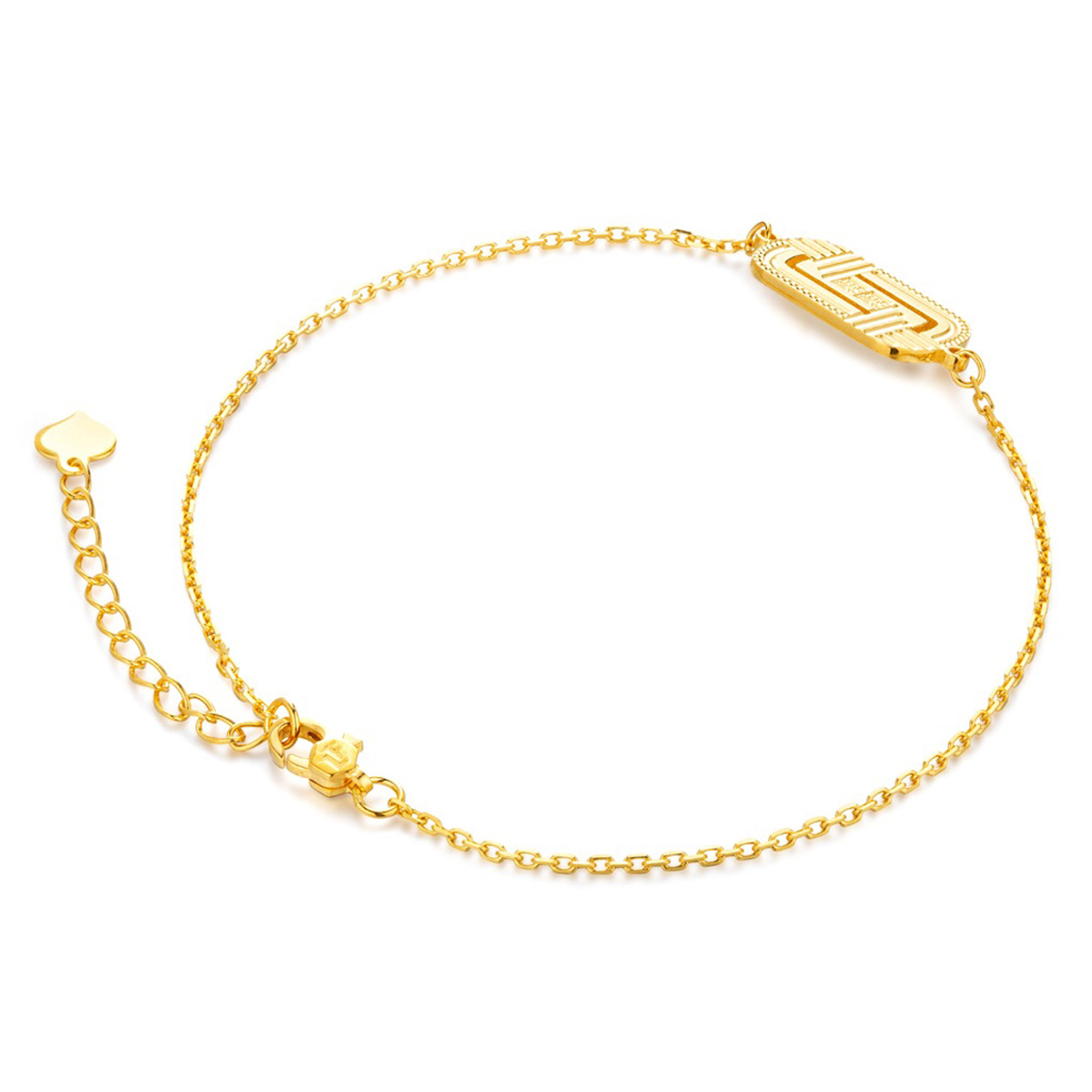 六福珠寶黃金手鏈 - "福慧雙修"福字990黃金手鏈