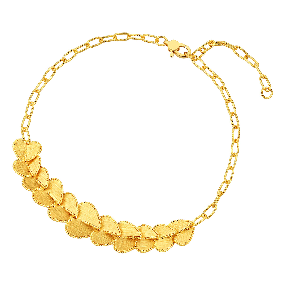 六福珠寶黃金手鏈 - “心絲漣漪”999足金手鏈