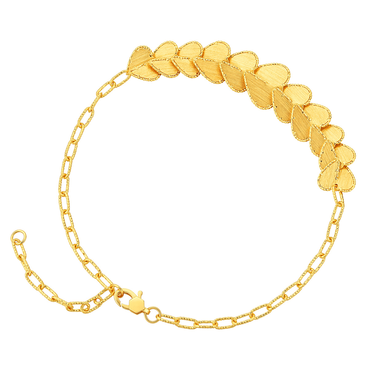 六福珠寶黃金手鏈 - “心絲漣漪”999足金手鏈