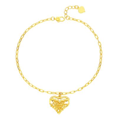 六福珠宝黄金手链 - "偏偏喜欢你"蝙蝠心形990黄金手链