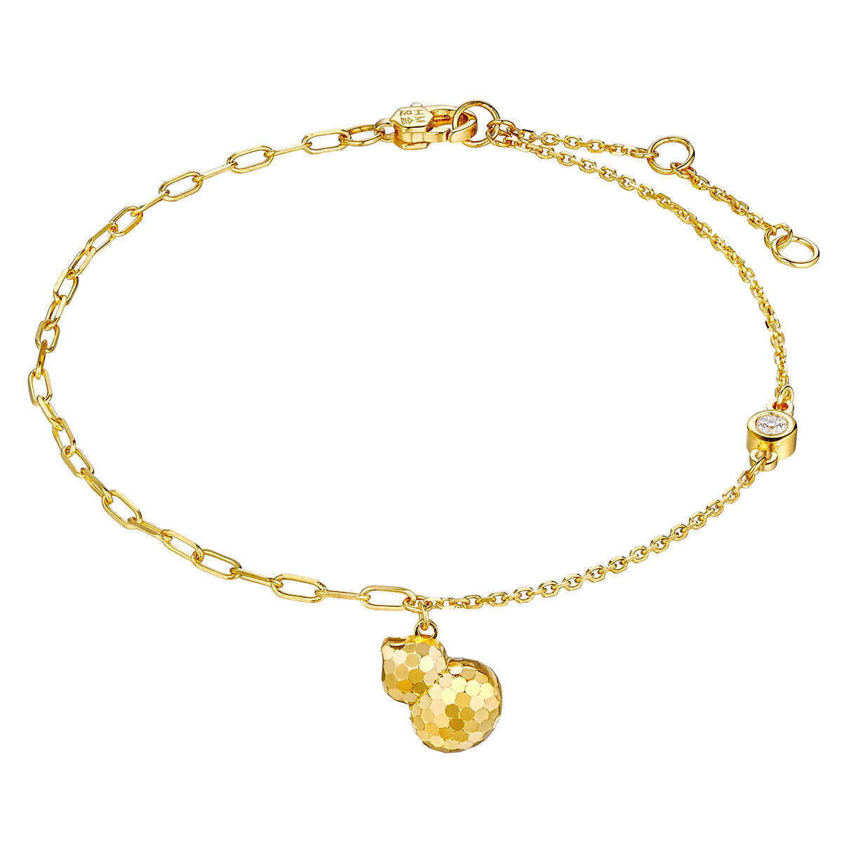 六福珠寶黃金手鏈 - "閃耀葫蘆"990黃金鑽石手鏈