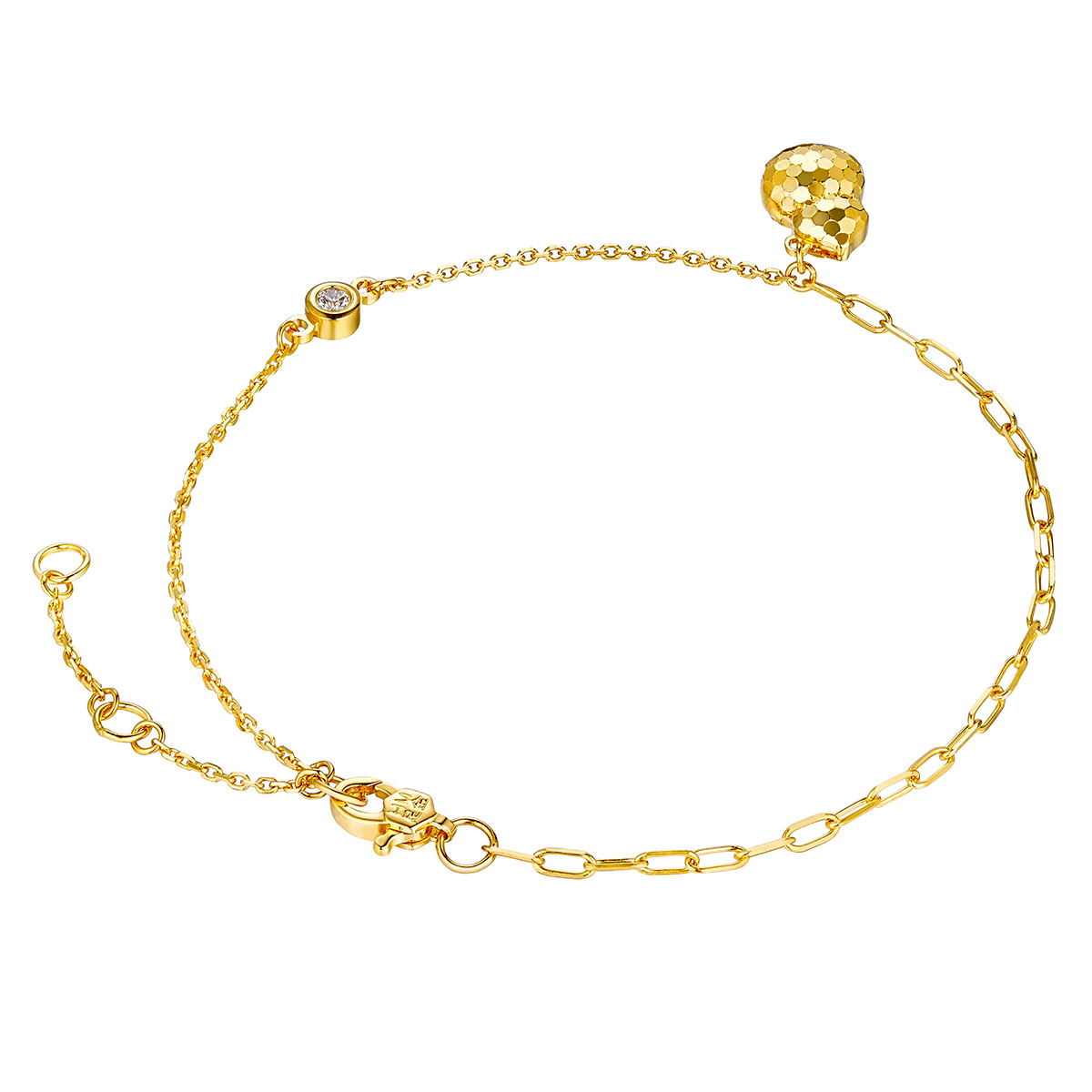 六福珠寶黃金手鏈 - "閃耀葫蘆"990黃金鑽石手鏈