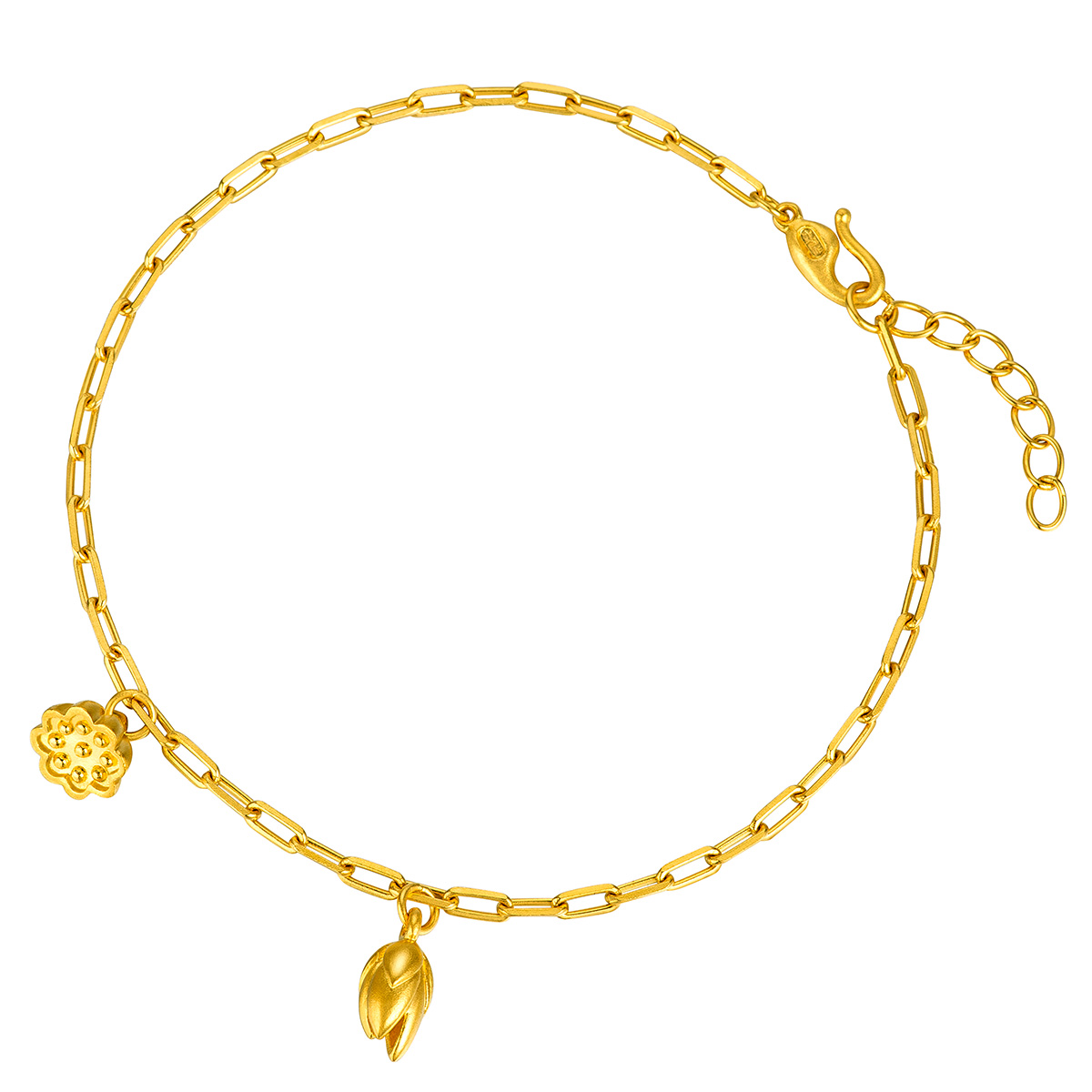 六福珠寶黃金手鏈 - "蓮盛•蓬生"999.9黃金手鏈