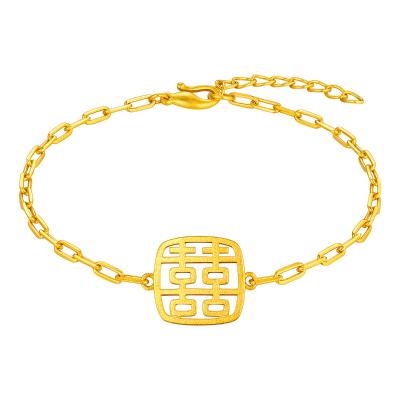 六福珠寶黃金手鏈 - "小方喜"999.9黃金手鏈