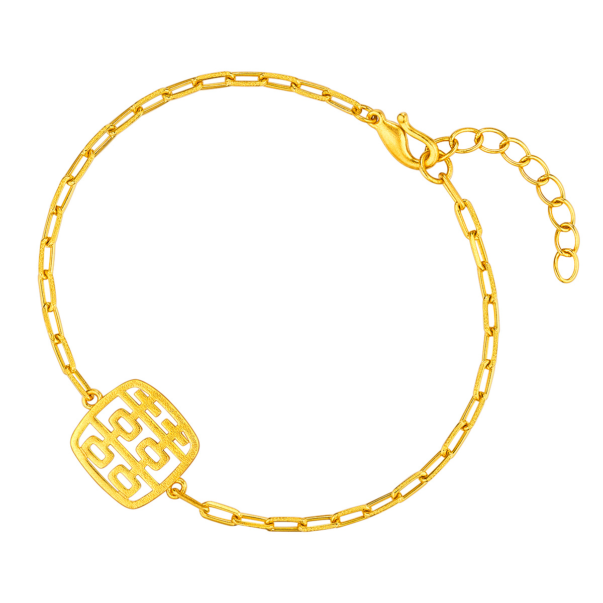 六福珠寶黃金手鏈 - "小方喜"999.9黃金手鏈