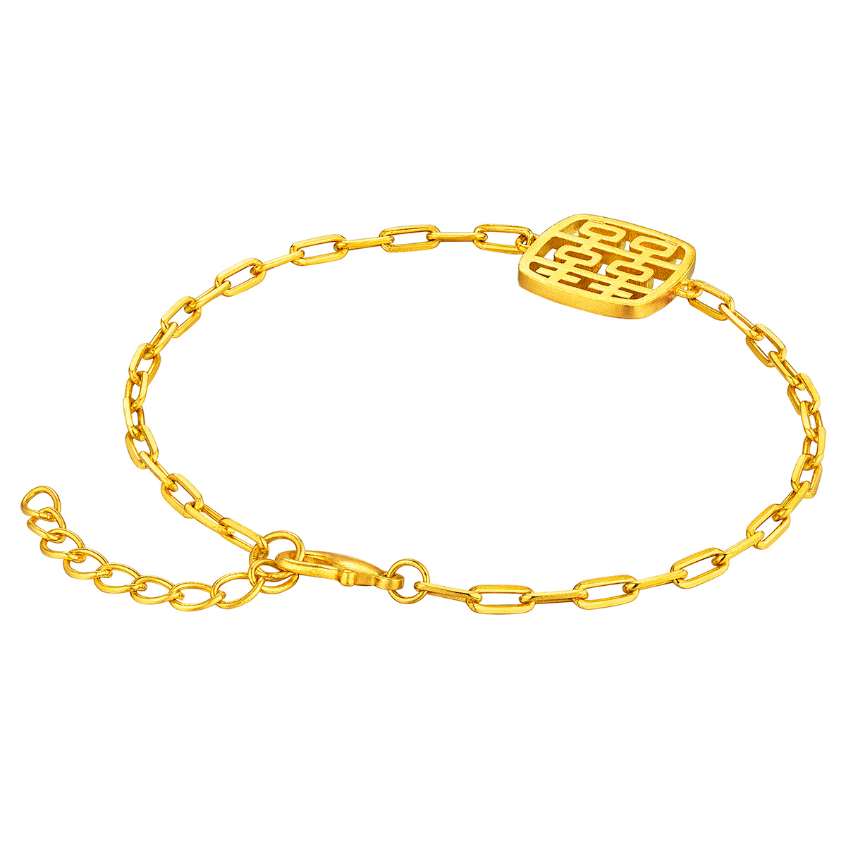 六福珠寶黃金手鏈 - "小方喜"999.9黃金手鏈