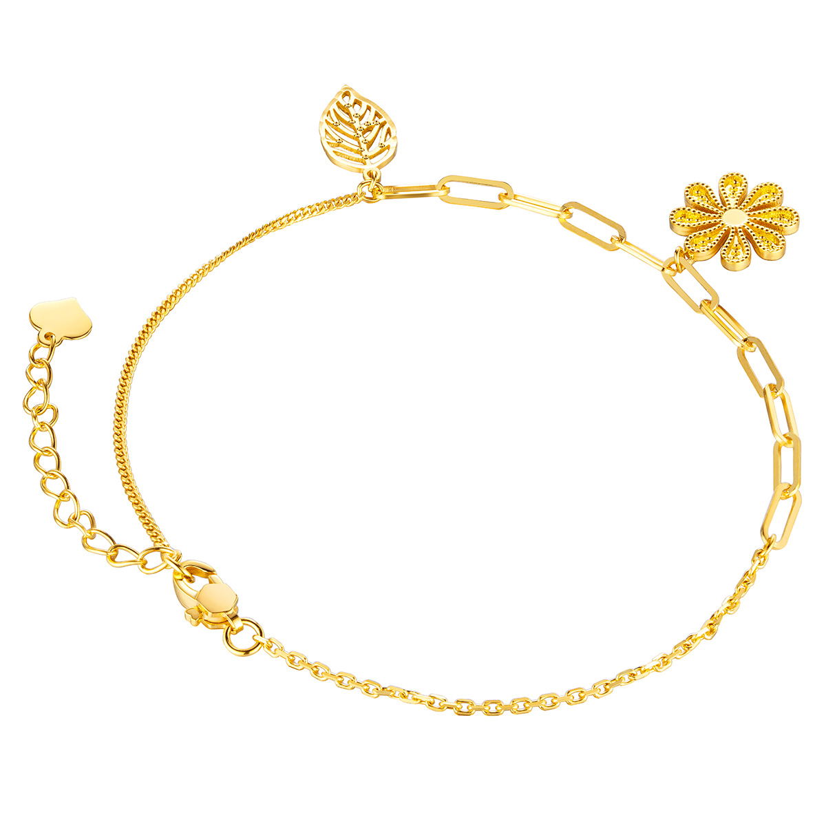六福珠寶黃金手鏈 - "小雛菊"990黃金手鏈