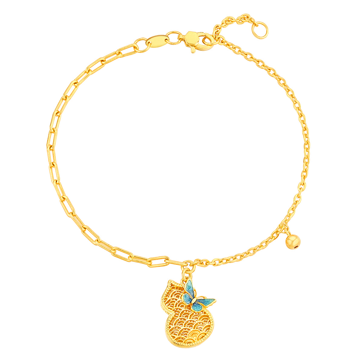 $t('六福珠寶')黃金手鏈 - “蝶戀葫蘆”999.9黃金手鏈