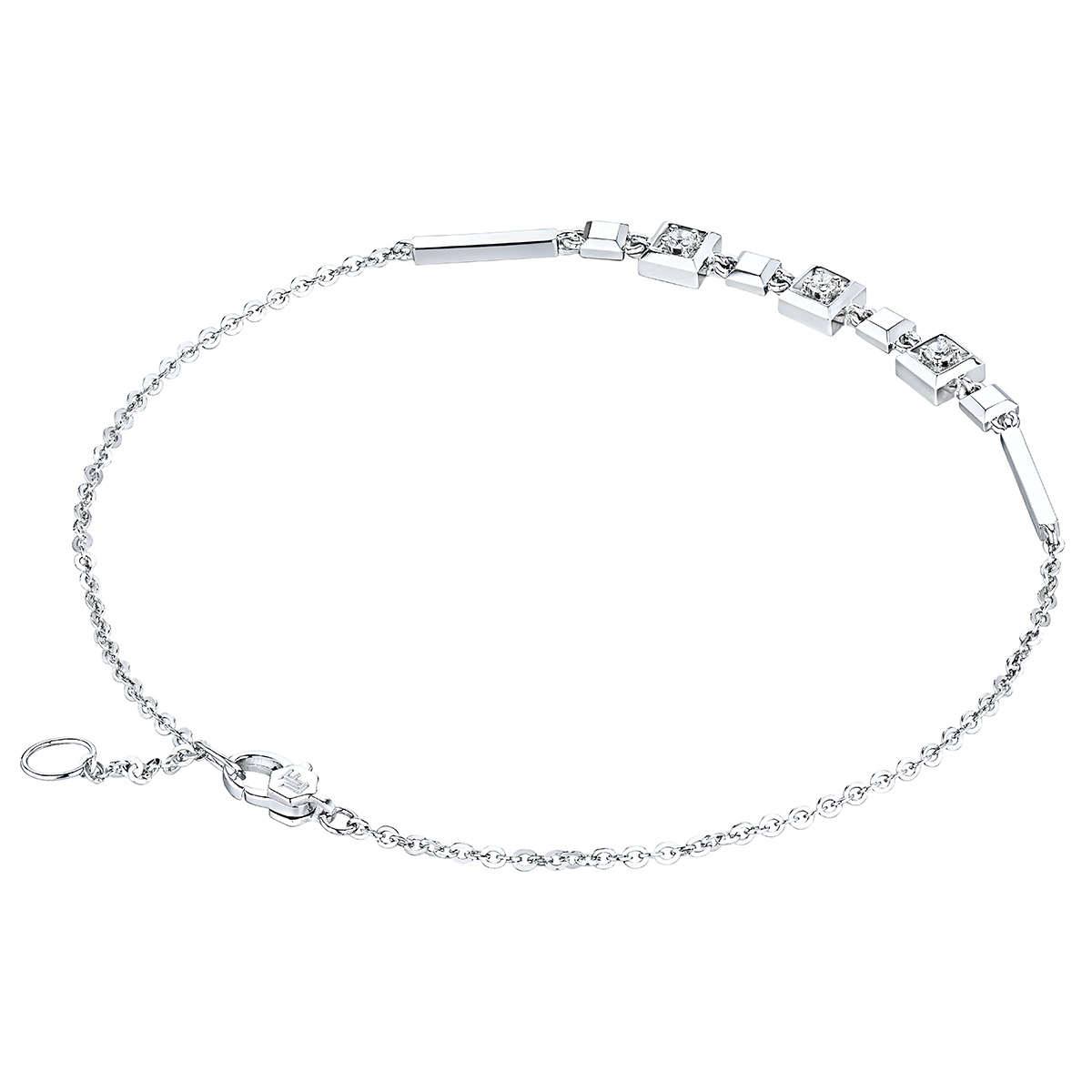 六福珠寶18K金手鏈 - “方塘星影”18K金(白色)鑽石手鏈