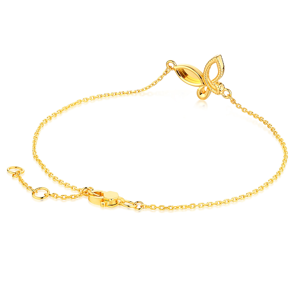 六福珠寶黃金手鏈 - "蝶舞翩翩"990黃金手鏈