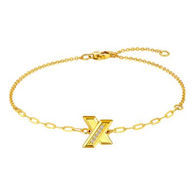 六福珠寶黃金手鏈 -  "金喜" 999足金鑽石手鏈