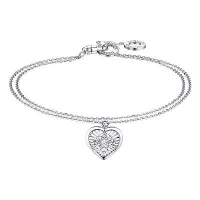 六福珠寶18K金手鏈 - "心愛"18K金(白色)鑽石手鏈(放閃車花工藝)