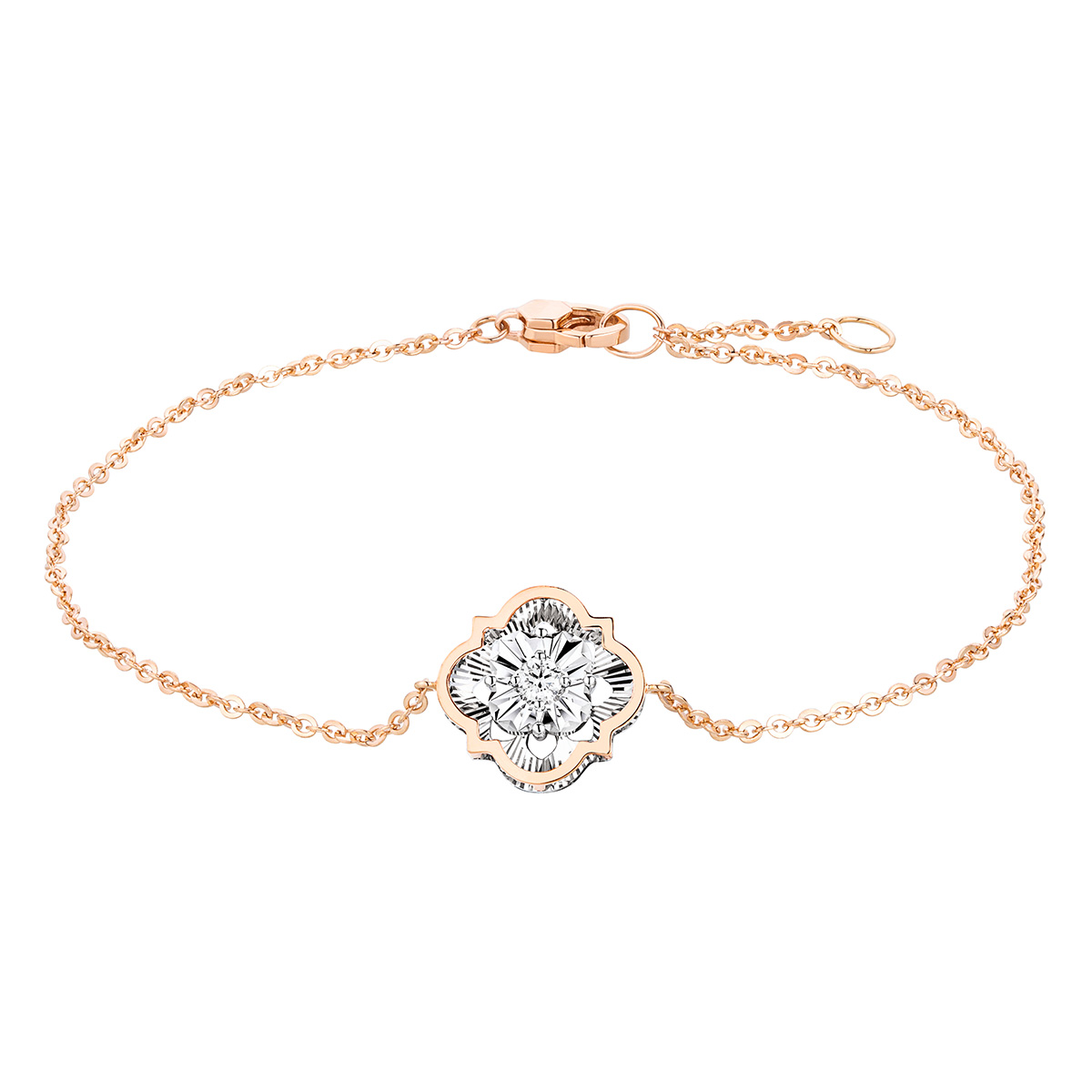 六福珠寶18K金手鏈 - “幸運星芒”18K金(白色)鑽石手鏈