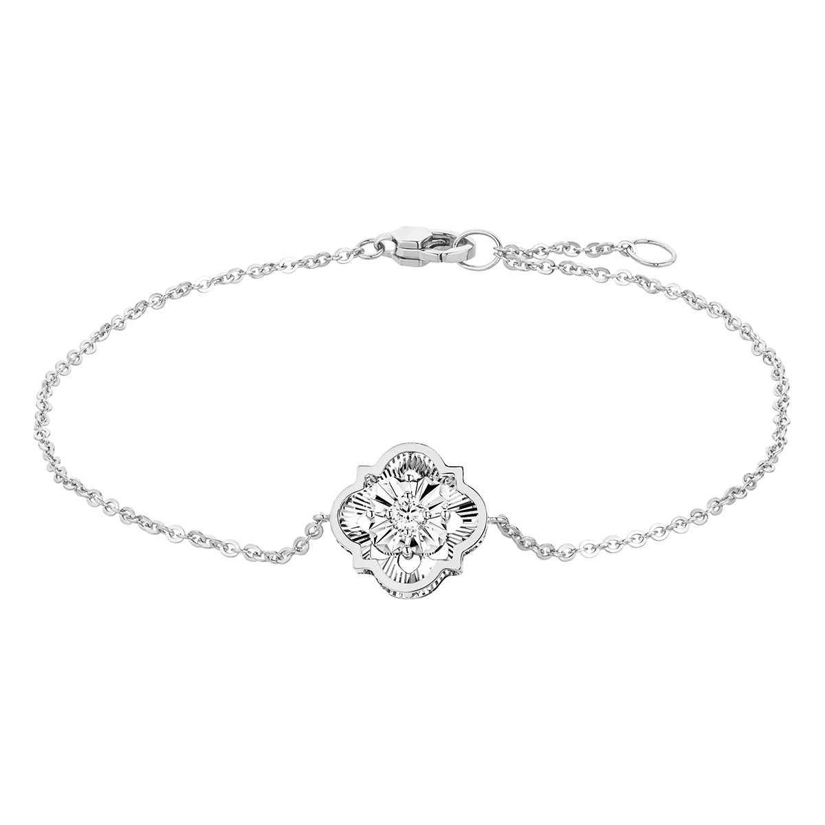 $t('六福珠寶')18K金手鏈 - “幸運星芒”18K金(白色)鑽石手鏈